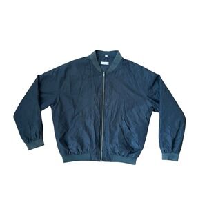 Vintage Gaucho Men's Dark BlackV Blue Bomber Jacket Size XL Nylon Shell
